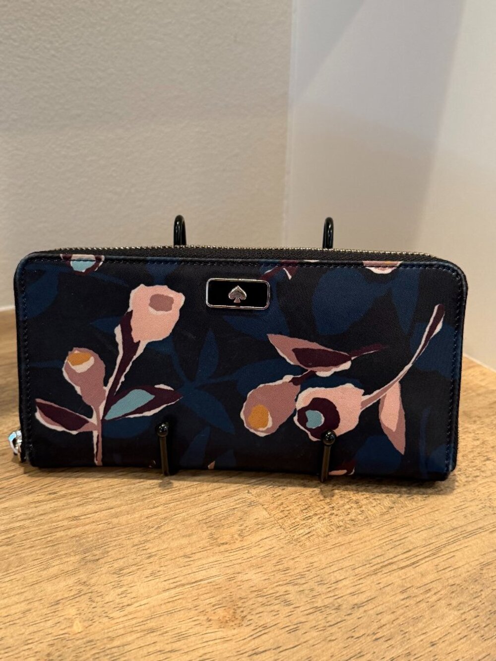 Kate Spade Women's Blue Floral Wallet | 8x4 Long Zip Around